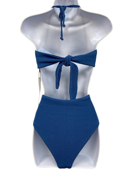 Veronica Beard Size S Blue Polyester Textured Tie Detail Tie Neck Swimsuit Blue / S