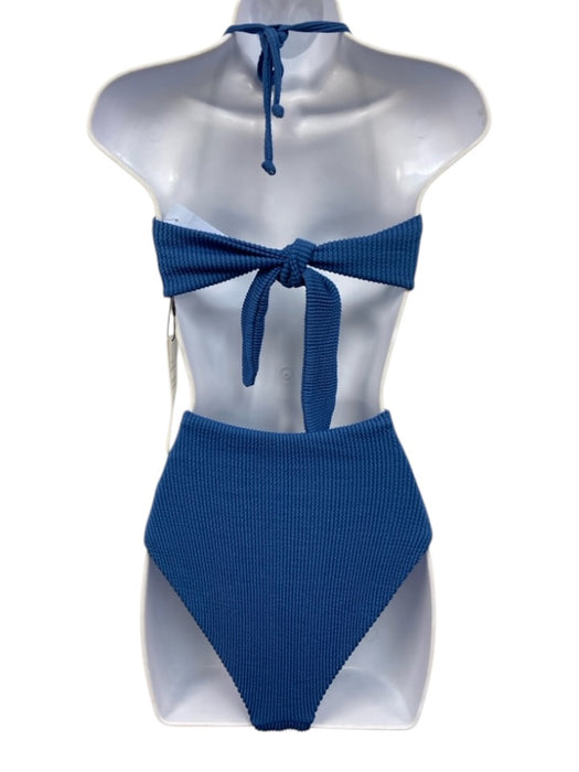 Veronica Beard Size S Blue Polyester Textured Tie Detail Tie Neck Swimsuit Blue / S