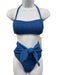 Veronica Beard Size S Blue Polyester Textured Tie Detail Tie Neck Swimsuit Blue / S