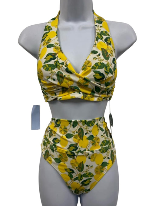 Boden Size 4 White, Yellow, Green Print Polyester Lemon Halter Swimsuit White, Yellow, Green Print / 4