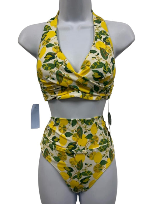 Boden Size 4 White, Yellow, Green Print Polyester Lemon Halter Swimsuit White, Yellow, Green Print / 4