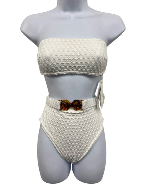 Zimmermann Size 6 White Polyamide Blend Textured High Waist Bikini Swimsuit White / 6