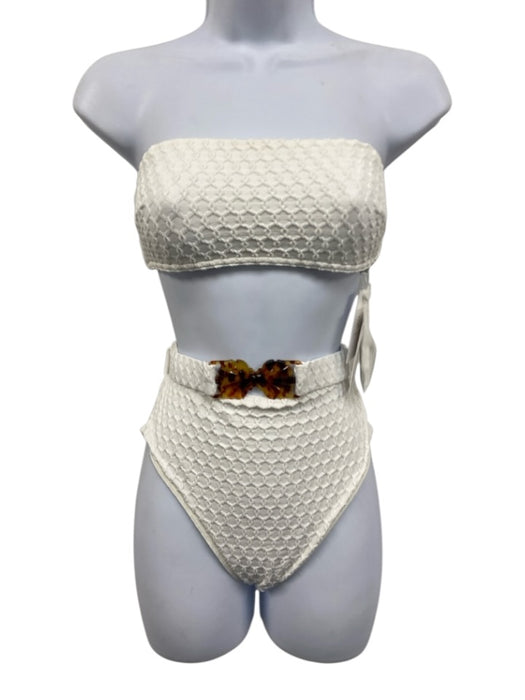 Zimmermann Size 6 White Polyamide Blend Textured High Waist Bikini Swimsuit White / 6