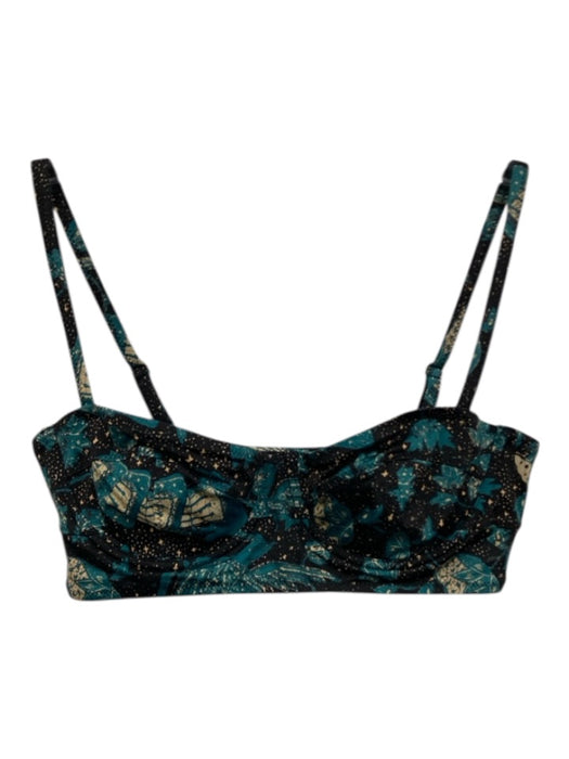 Ulla Johnson Size S Blue, Black, Multi Polyamide Blend Floral Two Piece Swimsuit Blue, Black, Multi / S