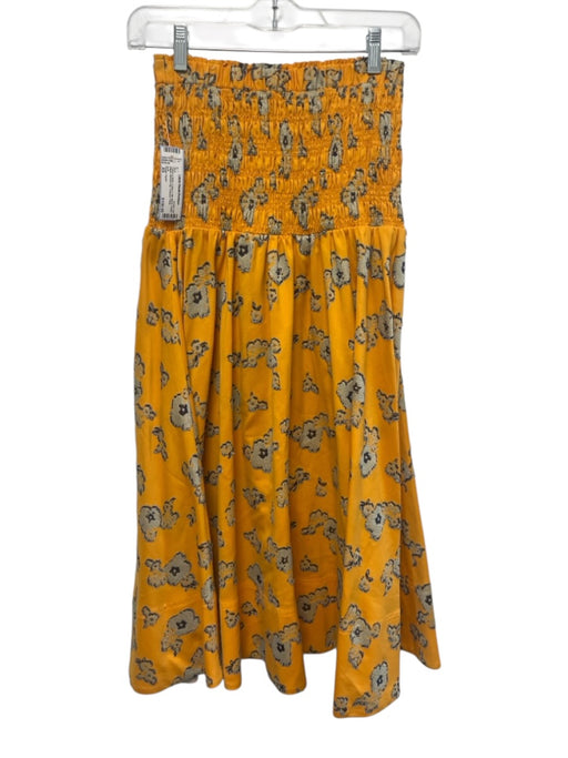 Tanya Taylor Size XS Yellow & Multi Cotton & Silk Blend Elastic Waist Skirt Yellow & Multi / XS