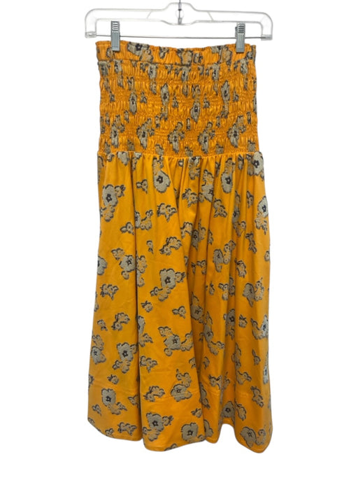 Tanya Taylor Size XS Yellow & Multi Cotton & Silk Blend Elastic Waist Skirt Yellow & Multi / XS