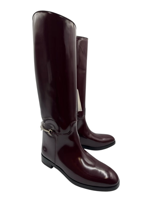 Gucci Shoe Size 38 Cherry Red Leather Horsebit Patent Knee High Boots Cherry Red / 38