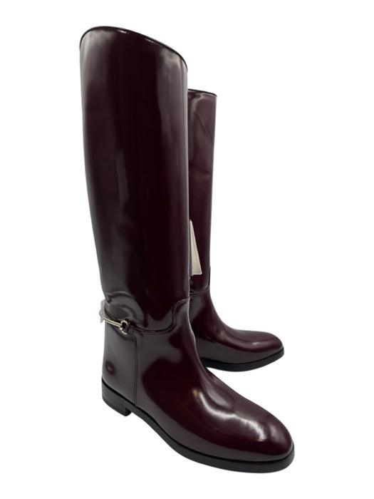 Gucci Shoe Size 38 Cherry Red Leather Horsebit Patent Knee High Boots Cherry Red / 38