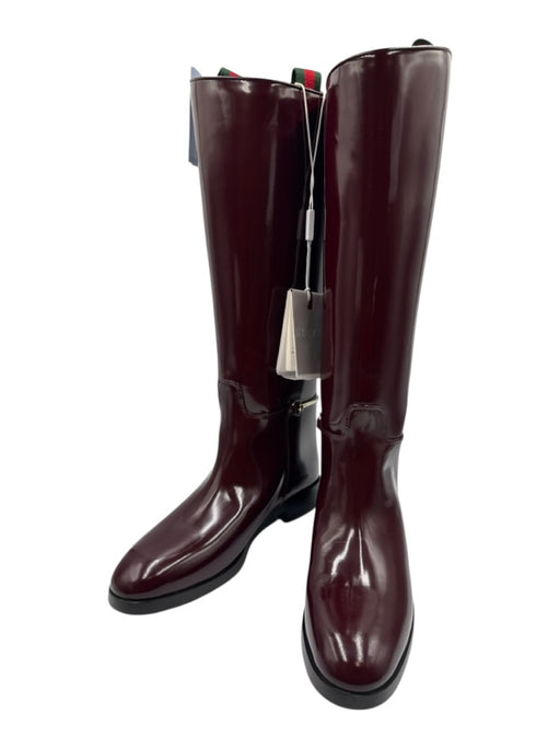 Gucci Shoe Size 38 Cherry Red Leather Horsebit Patent Knee High Boots Cherry Red / 38