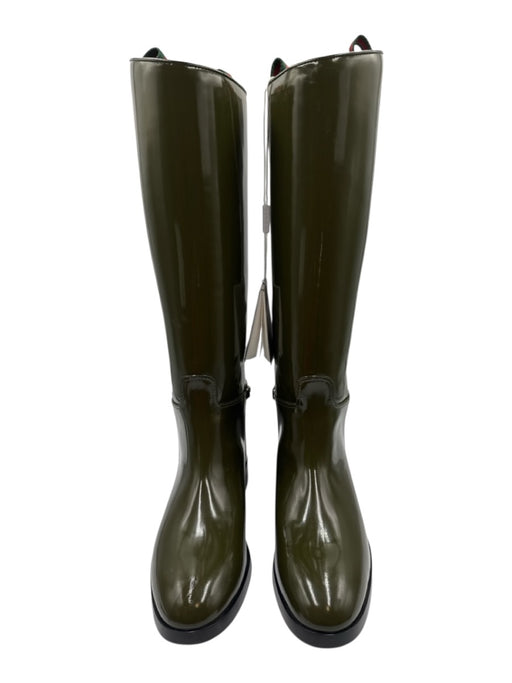 Gucci Shoe Size 38 Olive Green Leather Horsebit Patent Knee High Boots Olive Green / 38