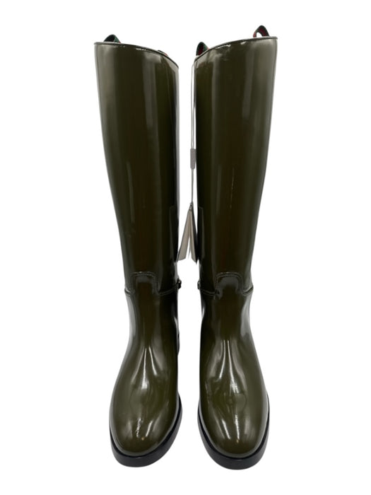 Gucci Shoe Size 38 Olive Green Leather Horsebit Patent Knee High Boots Olive Green / 38