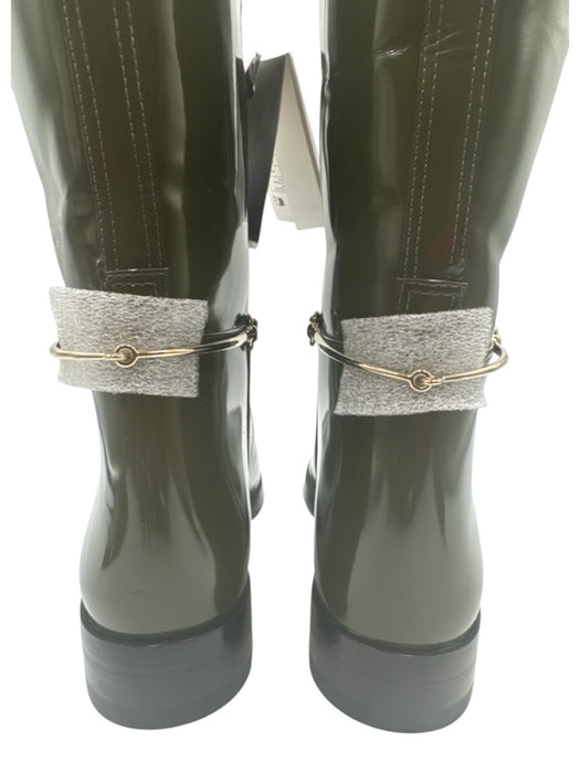 Gucci Shoe Size 38 Olive Green Leather Horsebit Patent Knee High Boots Olive Green / 38