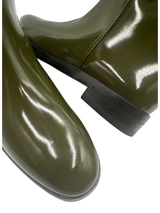 Gucci Shoe Size 38 Olive Green Leather Horsebit Patent Knee High Boots Olive Green / 38