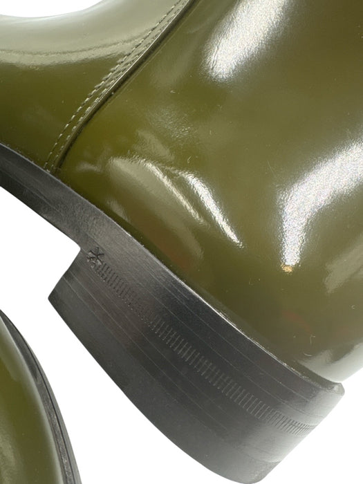 Gucci Shoe Size 38 Olive Green Leather Horsebit Patent Knee High Boots Olive Green / 38
