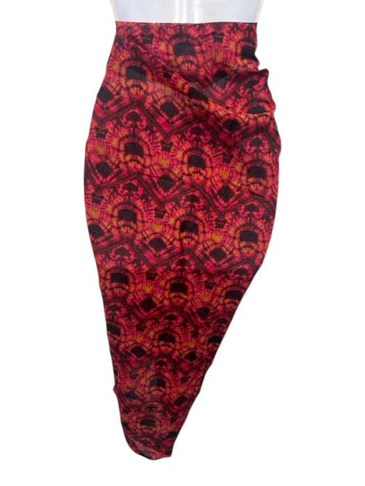 Ulla Johnson Size One Size Red & Black Cotton & Viscose Tie Detail Sheer Coverup Red & Black / One Size