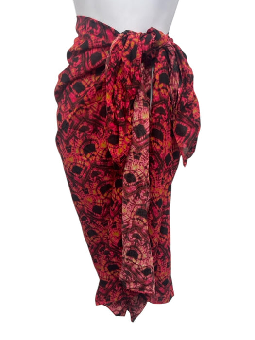 Ulla Johnson Size One Size Red & Black Cotton & Viscose Tie Detail Sheer Coverup Red & Black / One Size