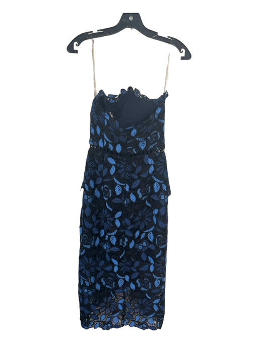 Elliatt Size S Blue & Black Polyester Lace Overlay Floral Back Zip Dress Blue & Black / S