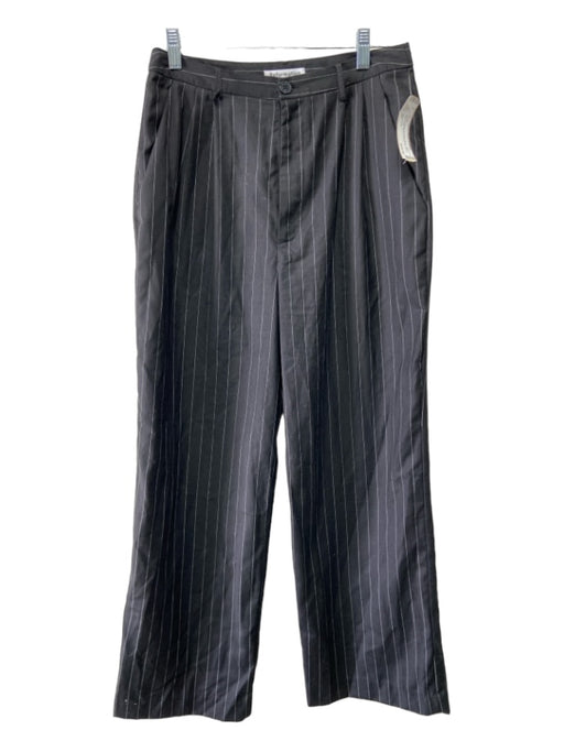 Reformation Size 8P Black & White Polyester Blend High Rise Chalk Stripe Pants Black & White / 8P