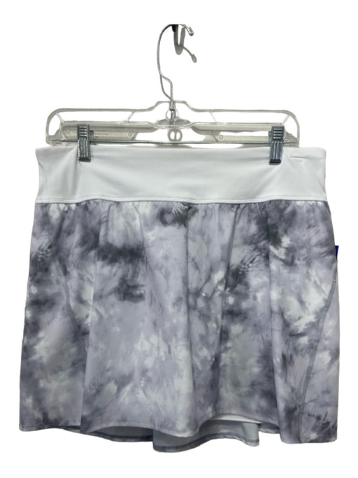 Spanx Size XL White & Grey Nylon Blend Zip Pockets Elastic Waist Athletic Skort White & Grey / XL