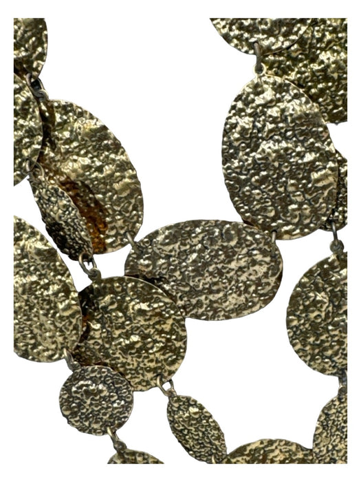 Oscar dela Renta Gold Metal Hammered Disc Necklace Jewelry Gold