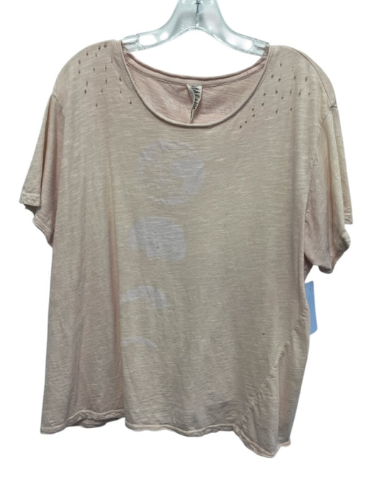 Magnolia Pearl Size One Size Light Pink Cotton Heathered T Shirt distressed Top Light Pink / One Size