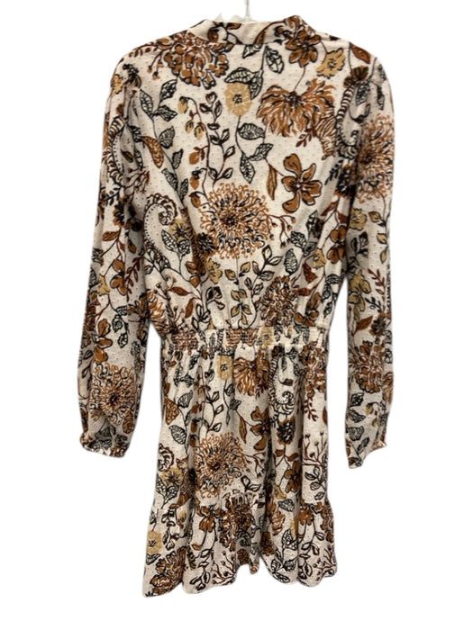 Lilly Pulitzer Size 16 White, Brown, Black Cotton Long Sleeve Floral Dress White, Brown, Black / 16