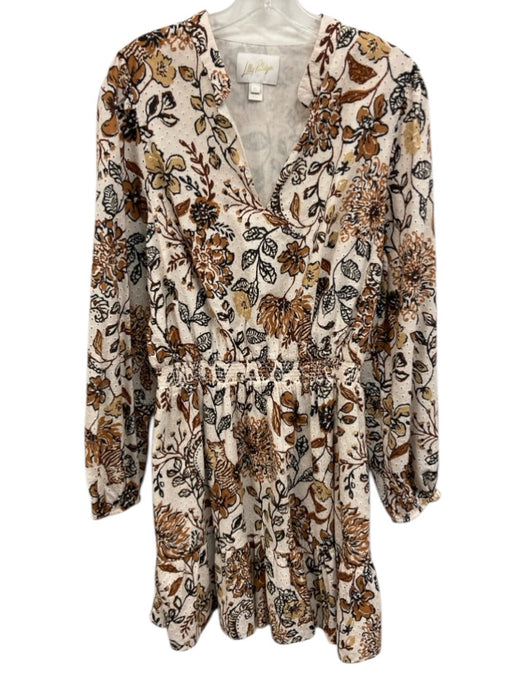 Lilly Pulitzer Size 16 White, Brown, Black Cotton Long Sleeve Floral Dress White, Brown, Black / 16