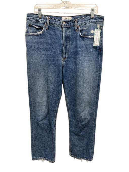 Agolde Size 30 Medium Wash Cotton Denim Faded High Rise Slim Straight Jeans Medium Wash / 30