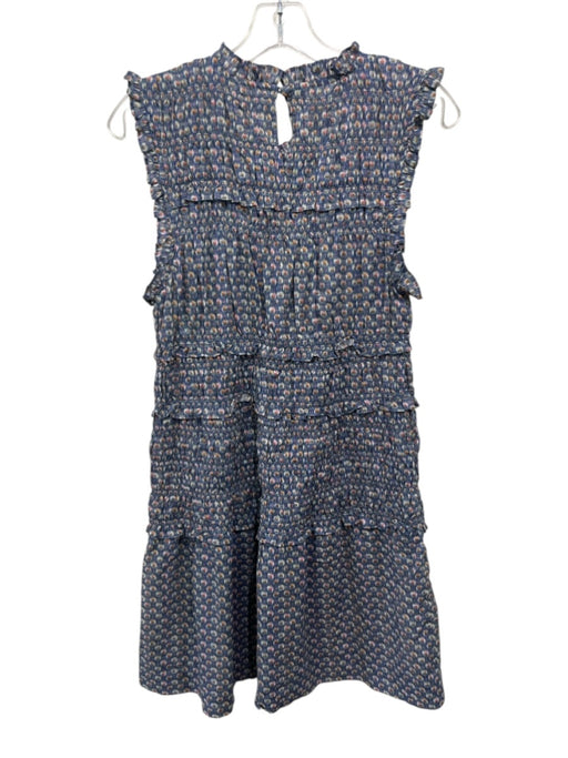 Doen Size L Blue & Multi Cotton Abstract Dots Sleeveless Smocked Dress Blue & Multi / L