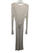 Dissh Size L Beige Viscose & Nylon Rib Knit Long Sleeve V Neck Tie Back Dress Beige / L