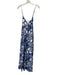 Zara Size L Blue & White Cotton Floral Spaghetti Strap Tie Front Dress Blue & White / L
