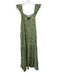 Tuckernuck Size M Green & White Cotton Floral Short Cap Sleeve Maxi Dress Green & White / M