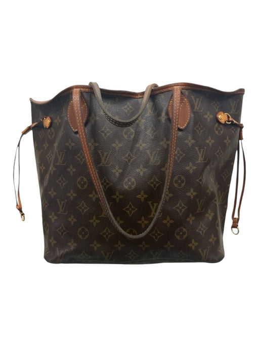 Louis Vuitton Brown Coated Canvas Monogram Double Top Handle Clasp Close Bag Brown / L