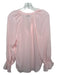 Joie Size M Pale Pink Silk round split neck Long Sleeve Tie Neck Top Pale Pink / M