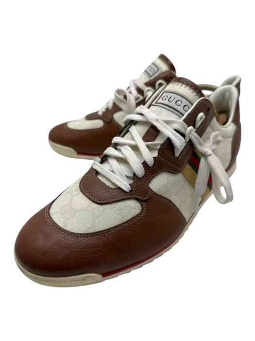 Gucci Shoe Size 11 Brown & White Synthetic Low Top Men's Shoes 11