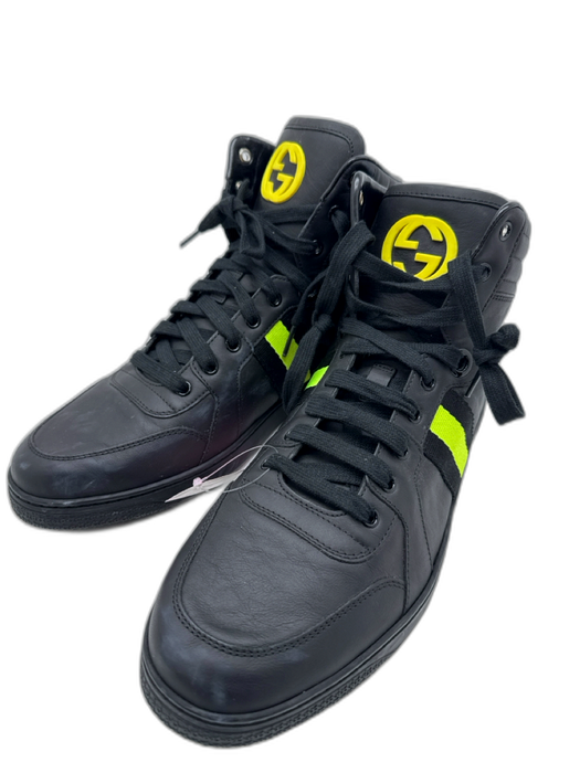 Gucci Shoe Size 10 Black Leather Solid High Top Men's Shoes Black / 10