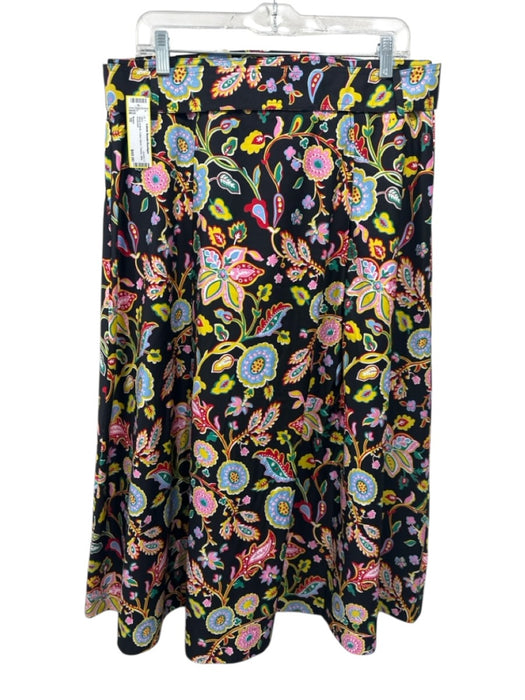 Boden Size 10 Black & Multi Cotton Blend Paisley Midi Skirt Black & Multi / 10