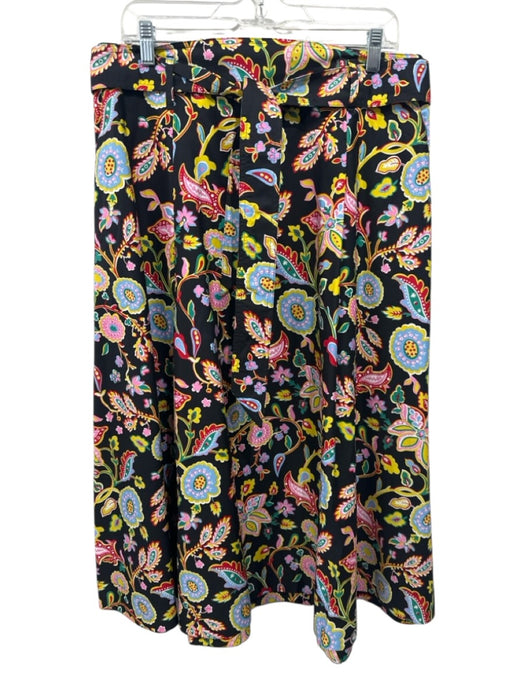 Boden Size 10 Black & Multi Cotton Blend Paisley Midi Skirt Black & Multi / 10