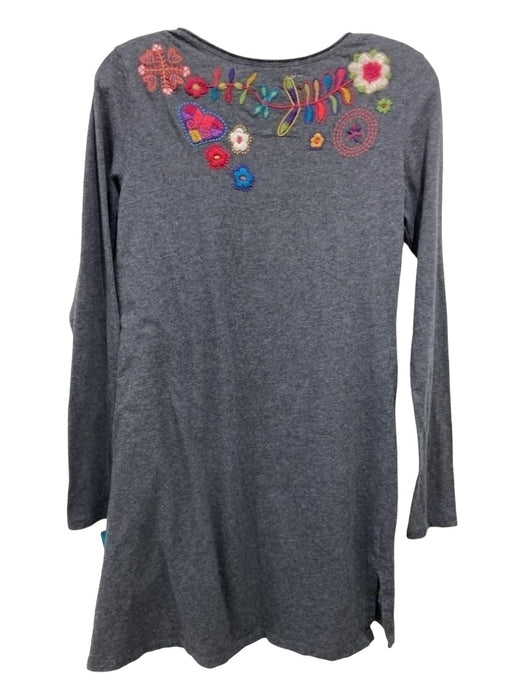 JW Los Angeles Size Small Gray & multi Cotton Blend Round Neck Floral Tunic Top Gray & multi / Small