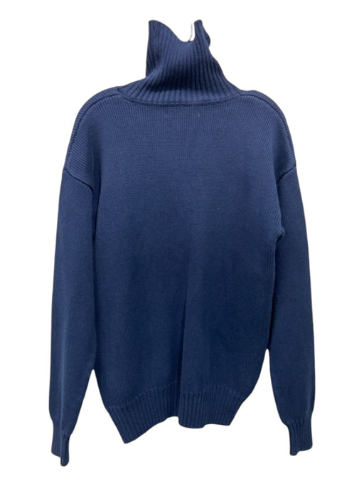 Quince Size Small Navy Organic Cotton Long Sleeve Cable Knit turtle neck Sweater Navy / Small