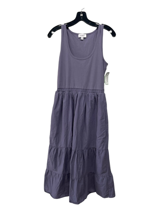 Evereve Size S slate purple Cotton Sleeveless Tiered Scoop Neck Dress slate purple / S