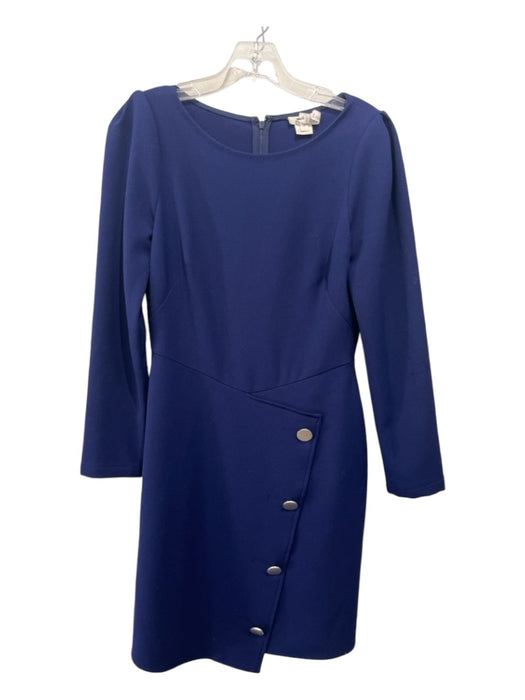 Shoshanna Size 4 Navy Blue Polyester & Viscose Dart & Dash Short Boat Neck Dress Navy Blue / 4