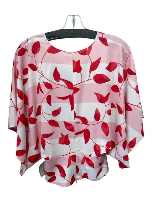 Anna Cate Size XXS Red, Pink & White Polyester Floral V Neck Baker Pockets Top Red, Pink & White / XXS