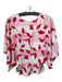 Anna Cate Size XXS Red, Pink & White Polyester Floral V Neck Baker Pockets Top Red, Pink & White / XXS