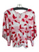 Anna Cate Size XXS Red, Pink & White Polyester Floral V Neck Baker Pockets Top Red, Pink & White / XXS