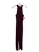 THML Size S Burgundy Red Polyester Velvet Ribbed Mock Neck Sleeveless Jumpsuit Burgundy Red / S