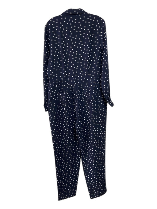 Boden Size 12 Navy & white Polyester Polka Dots Button & Zip Front Jumpsuit Navy & white / 12