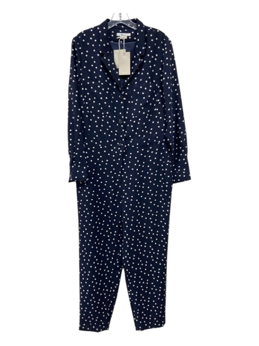 Boden Size 12 Navy & white Polyester Polka Dots Button & Zip Front Jumpsuit Navy & white / 12