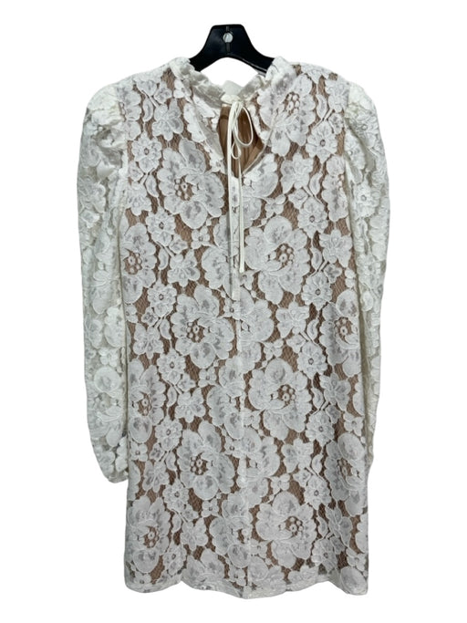 Wayf Size M White & Nude Cotton Blend Long Sleeve Embroidered Floral Dress White & Nude / M