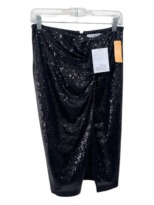 Belle Badgley Mischka Size 8 Black Polyester All Over Sequins Front knot Skirt Black / 8